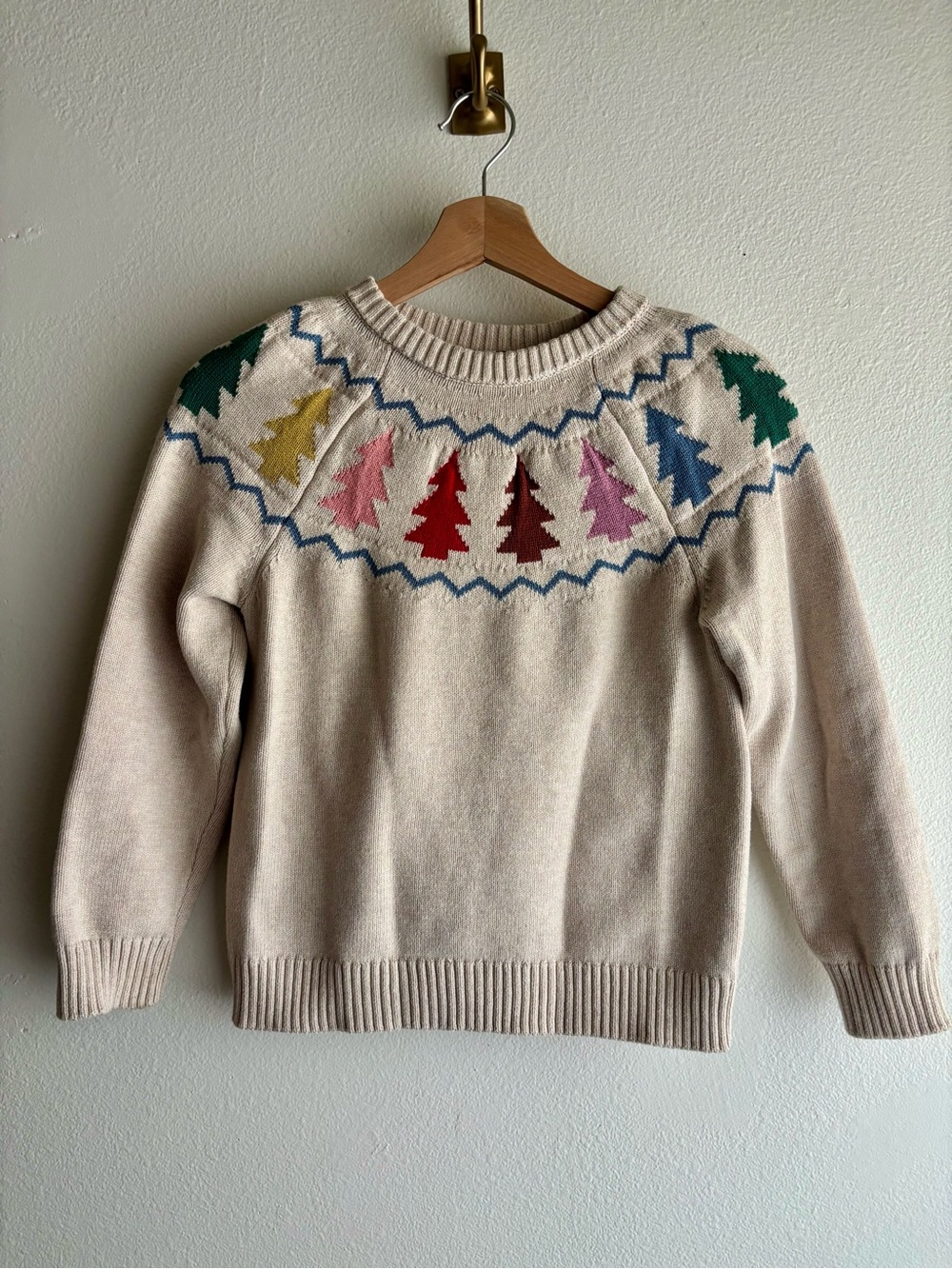 Hanna Andersson Yuletide Fair Isle Sweater - Trees - Kids Size 8 130cm